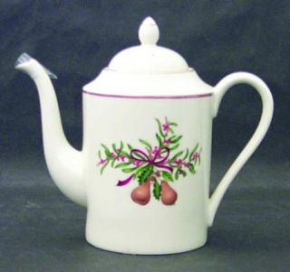 Royal Gallery Queensberry Coffee Pot & Lid, Fine China Dinnerware   Holly, Fruit