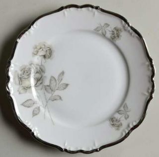 Edelstein Primrose Bread & Butter Plate, Fine China Dinnerware   Gray/White Flow