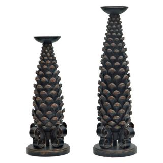 Crestview Collection Monticola Candleholders   Set of 2 Multicolor   CICHE556
