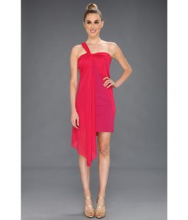 Halston Heritage One Strap Ponte Dress with Overlay Womens Dress (Pink)