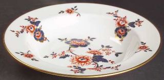 Coalport Khotar Rim Soup Bowl, Fine China Dinnerware   Blue & Rust Flowers