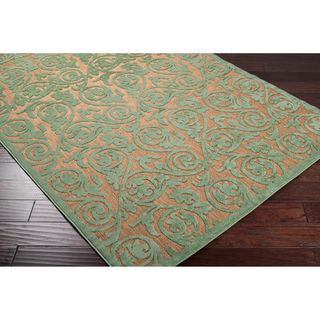 Portera Meticulously Woven Green Outdoor Floral Rug (47 X 67)