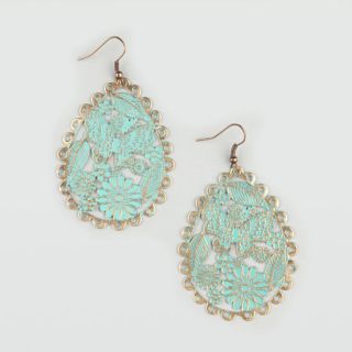 Patina Filigree Oval Earrings Gold One Size For Women 212428621