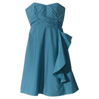 TEVOLIO Womens Strapless Taffeta Dress w/Ruffle   Blue Ocean   14