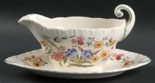 Wedgwood Ranunculus Multicolor Gravy Boat with Attached Underplate, Fine China D