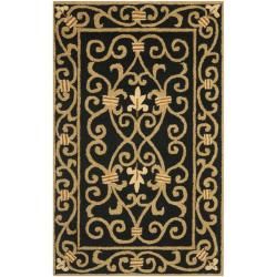 Hand hooked Chelsea Irongate Black Wool Rug (26 X 4)