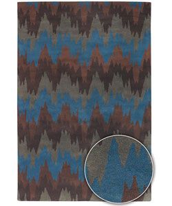 Hand tufted Contemporary Mandara Wool Area Rug (5 X 8) (MultiPattern GeometricMeasures 0.75 inch thickTip We recommend the use of a non skid pad to keep the rug in place on smooth surfaces.All rug sizes are approximate. Due to the difference of monitor 