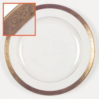 Pickard Pic185 Dinner Plate, Fine China Dinnerware   White,Gold Encrusted Flower