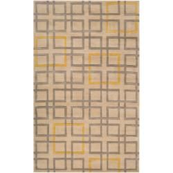 Hand tufted Contemporary Geometric Grey Brior New Zealand Wool Abstract Rug (33 X 53)