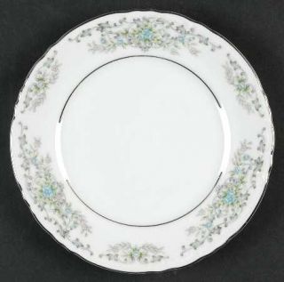 Ucagco Theresa Bread & Butter Plate, Fine China Dinnerware   Blue & Pink Flowers
