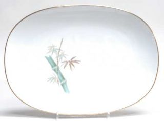 Noritake Oriental 11 Oval Serving Platter, Fine China Dinnerware   1 Green & 1g