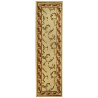 Pasha Collection Floral Traditional Ivory Red Runner Rug (111 X 611)