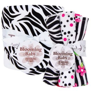Trend Lab Zebra 6 piece Hooded Towel And Wash Cloth Set