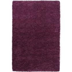 Hand woven Purple Birks Colorful Plush Shag New Zealand Felted Wool Rug (36 X 56)