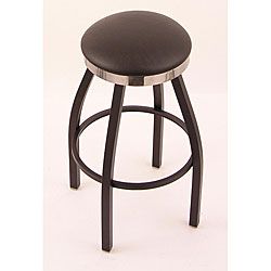 Black/ Chrome Single ring 25 inch Backless Counter Swivel Stool With Black Vinyl Cushion Seat