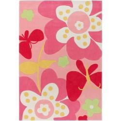 Hand tufted Pink Machu Floral Rug (8 X 10)