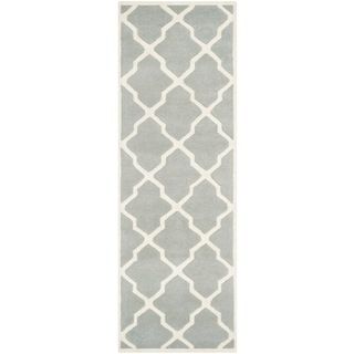 Safavieh Handmade Moroccan Chatham Soft Gray/ Ivory Wool Rug (23 X 9)