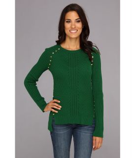 MICHAEL Michael Kors Stud Raglan Rib Sweater Womens Sweater (Green)