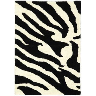 Handmade Soho Zebra Wave White/ Black N. Z. Wool Rug (2 X 3) (WhitePattern AnimalMeasures 0.625 inch thickTip We recommend the use of a non skid pad to keep the rug in place on smooth surfaces.All rug sizes are approximate. Due to the difference of moni