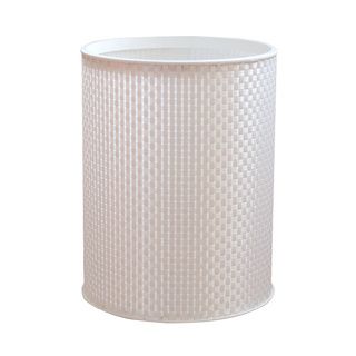 Basketweave White Round Bath Wastebasket (White Materials PVC/ polyester Dimensions 11.13 inches high x 8.75 inches in diameterThe digital images we display have the most accurate color possible. However, due to differences in computer monitors, we cann