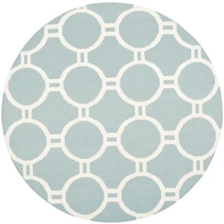 Safavieh Hand woven Moroccan Dhurrie Light Blue/ Ivory Wool Rug (6 Round)