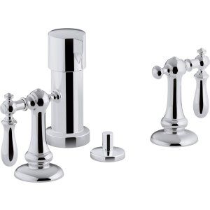 Kohler K 72765 9M CP Artifacts Widespread Bidet Faucet With Swing Lever Handles