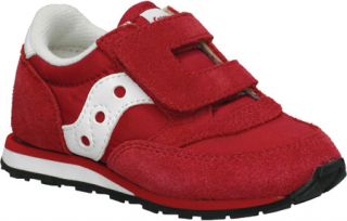 Boys Saucony Jazz H&L   Red/White Suede/Nylon Adjustable Width Shoes