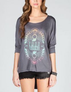 Free Falling Womens Hi Low Tee Charcoal In Sizes Large, X Sm