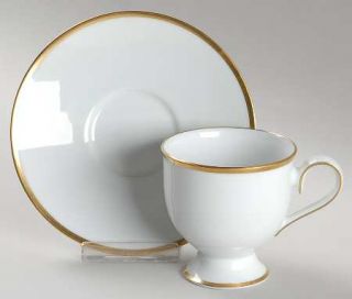 Noritake Carrie Footed Cup & Saucer Set, Fine China Dinnerware   Ireland,Gold Ve