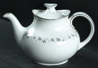 Royal Doulton Cadence Teapot & Lid, Fine China Dinnerware   Band Of Gray Leaves,