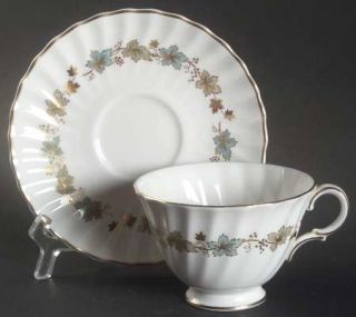 Royal Doulton Piedmont Footed Cup & Saucer Set, Fine China Dinnerware   Teal,Gre