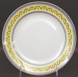 Arabia of Finland Crown Band Salad Plate, Fine China Dinnerware   Gray/Blue&Yell