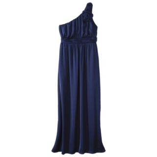 TEVOLIO Womens Satin One Shoulder Rosette Maxi Dress   Academy Blue   4