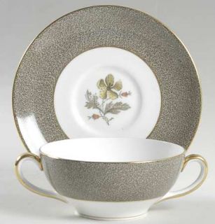Wedgwood Elaine Flat Cream Soup Bowl & Saucer Set, Fine China Dinnerware   Powde