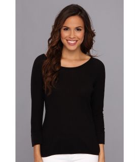 NIC+ZOE Tropical Deco Texture Top Womens Long Sleeve Pullover (Black)