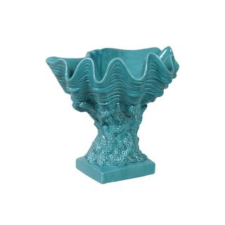 Urban Trends Collection Blue Ceramic Seashell Sculpture (12.4 inches long x 9.72 inches wide x 8.07 inches highModel 40011For decorative purposes onlyDoes not hold water CeramicSize 12.4 inches long x 9.72 inches wide x 8.07 inches highModel 40011For d