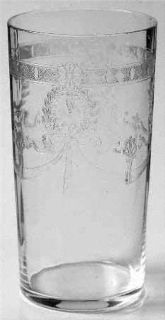 Unknown Crystal Unk389 9 Oz Flat Tumbler   Etched Laurel And Band Design,Optic