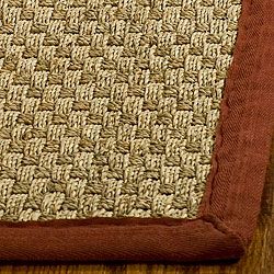 Hand woven Sisal Natural/ Red Seagrass Rug (6 Square)