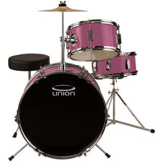 Union Uj3 Pink 3 piece Junior Drum Set With Hardware, Cymbal, And Throne (PinkType of instrument Drum setWeight 25 poundsHandmadeDrum head material MylarImported )