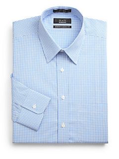 Mini Gingham Cotton Button Front Shirt/Modern Classic Fi