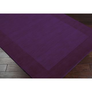Hand crafted Purple Tone on tone Bordered Wool Rug (8 X 11)