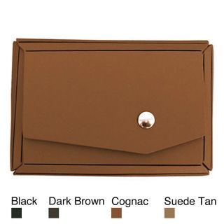 Recycled Leather Solid color Snap closure Business Card Holder