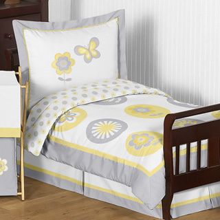 Sweet Jojo Designs Mod Garden 5 piece Toddler Comforter Set (Grey/white/yellowMaterials 100 percent cotton, brushed microfiber fabricsFill material PolyesterCare instructions Machine washableToddler DimensionsLightweight toddler comforter 48 inches wi