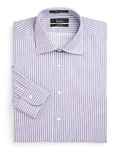 Striped Cotton Button Front Shirt/Slim Fit