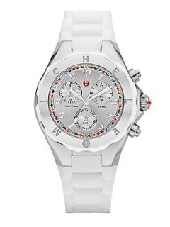 Michele Watches Tahitian Jelly Bean Topaz & Silicone Chronograph Watch/White   S