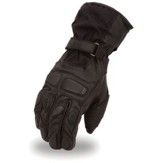 First Classics Mens Waterproof Motorcycle Gauntlet Glove   Black, XL, Model#