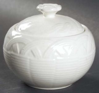 Mikasa Flower Basket White Sugar Bowl & Lid, Fine China Dinnerware   All White,E