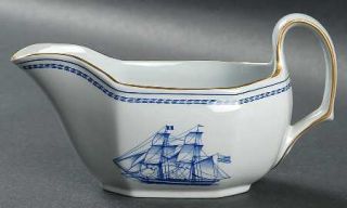 Spode Trade Winds Blue Gravy Boat, Fine China Dinnerware   Blue Bands And Ships,