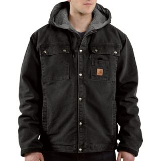 Carhartt Sandstone Hooded Multi Pocket Sherpa Lined Jacket   Black, 2XL Tall,