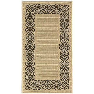 Indoor/ Outdoor Ocean Sand/ Black Rug (2 X 37) (BeigePattern BorderMeasures 0.25 inch thickTip We recommend the use of a non skid pad to keep the rug in place on smooth surfaces.All rug sizes are approximate. Due to the difference of monitor colors, som